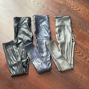 SPANX Kids Metallic Leggings Trio - Black, Blue, Gray